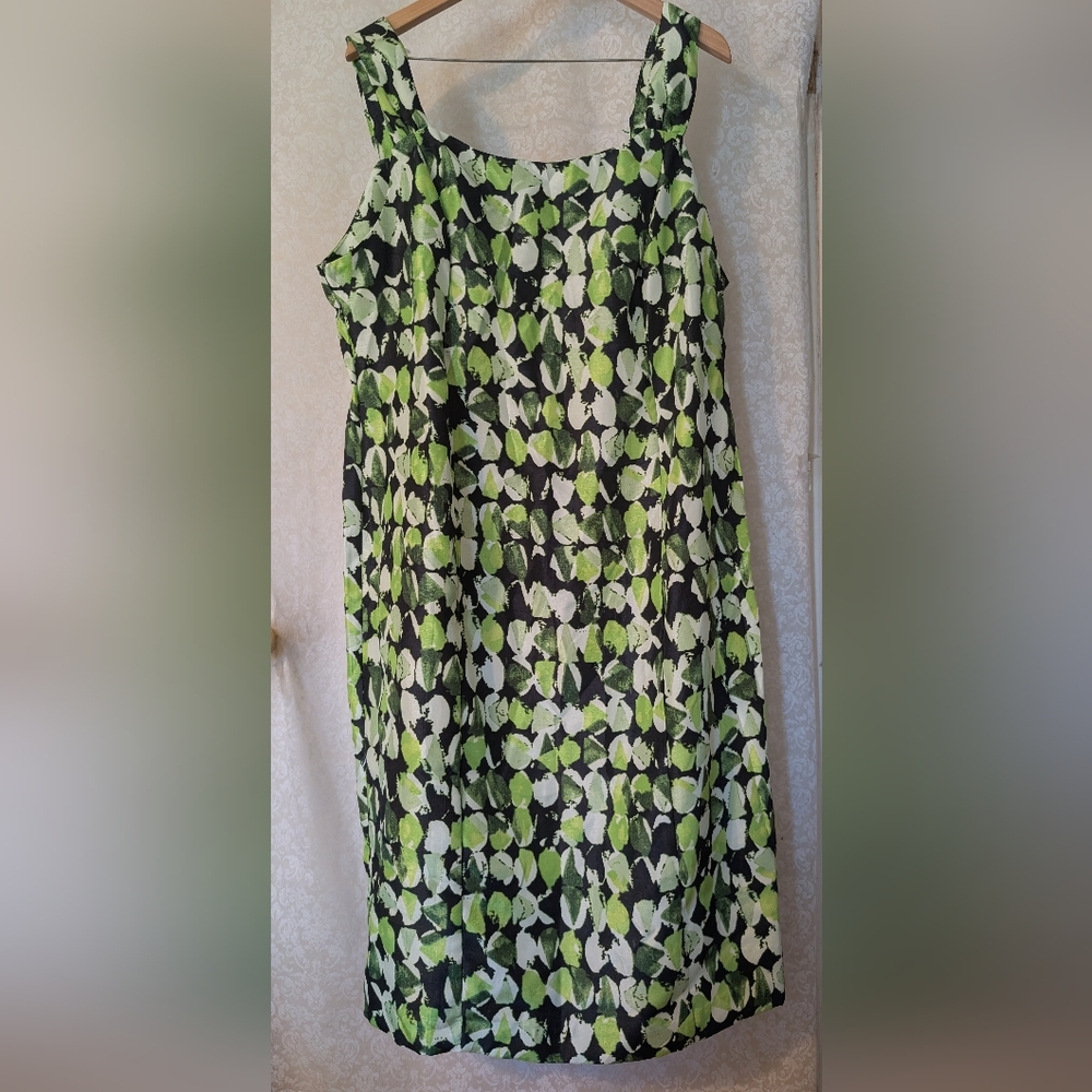 Allen Kay‎ Sz.16 Green-Black Sleeveless Dress